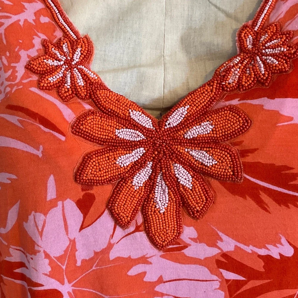 Vibrant Orange and Pink Floral Tunic - Picture 2 of 5